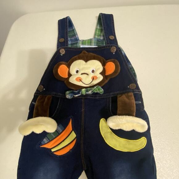 Vintage Kidschool Space Unisex Baby Jumpsuit 6-12 Months Navy Monkey Embroidered - Picture 4 of 7